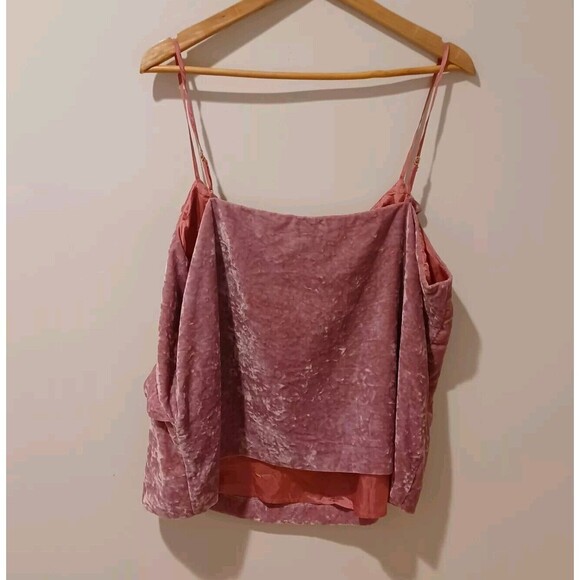 NWT J. Crew Pink Velvet Ruffle Cami Top PAjustable Straps V Neck Size 2XL - Picture 4 of 5